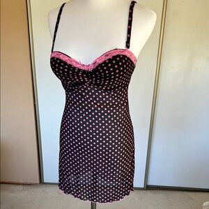 Pink Polka Dot Chemise with Pink Lace Trim. Size M